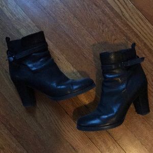 JCrew heeled black leather booties